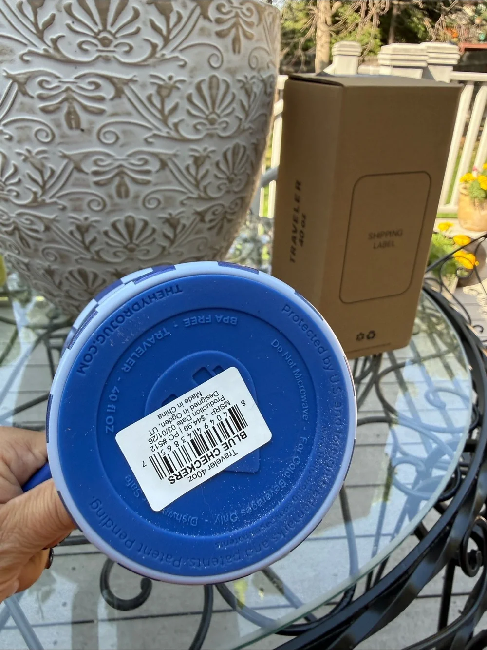 HydroJug 40 oz Blue Checkers Traveler BNWT DSG Exculsive has flaw in back
